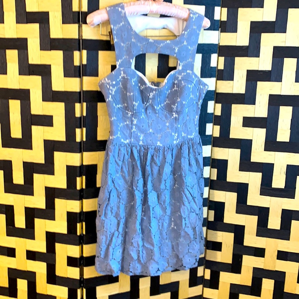 Bluish gray lavende cut out mini dress